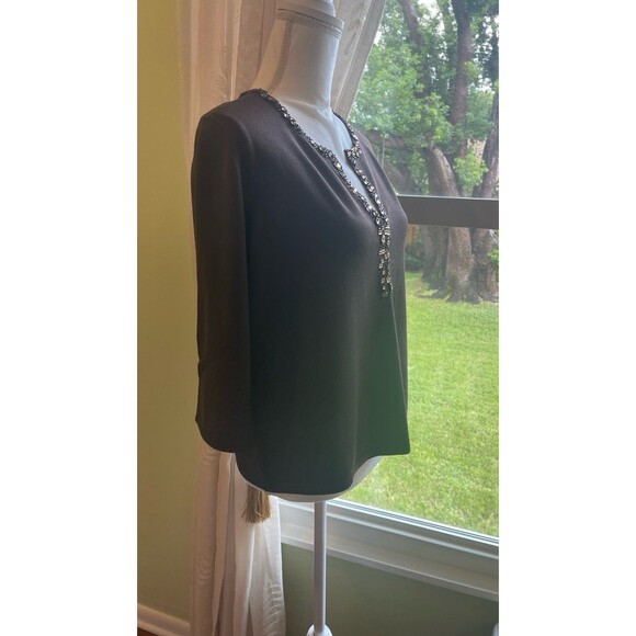 Talbots Silk Sweater Plus Size Petite Brown Beaded Tight Knit - Picture 6 of 12